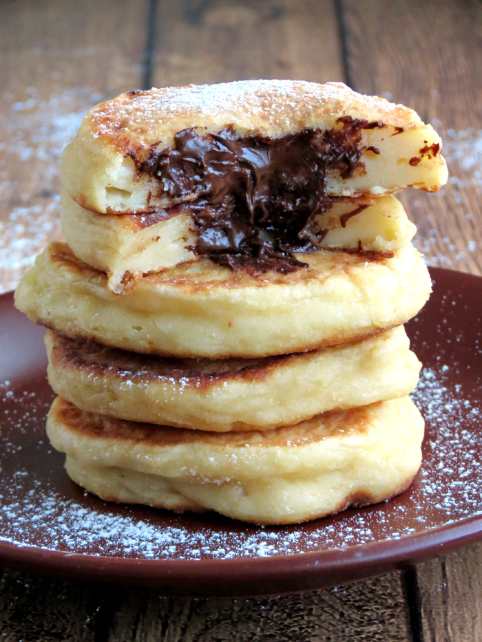 Cottage Cheese Pancakes With Chocolate Filling