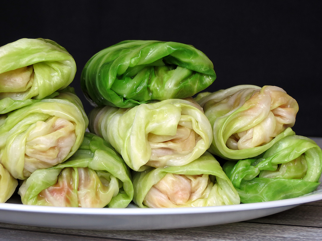 Stuffed Cabbage Leaves stacked on each other