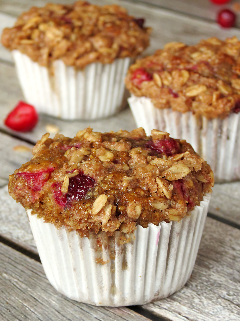 Healthy Cranberry Pumpkin Oatmeal Muffins | YummyAddiction.com
