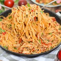 Chicken Spaghetti with Red Sauce and Prosciutto - Yummy Addiction