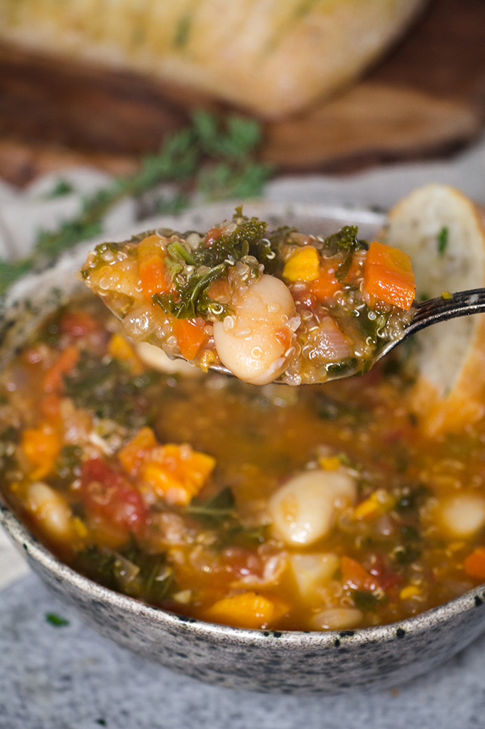 A spoonful of Winter Minestrone soup