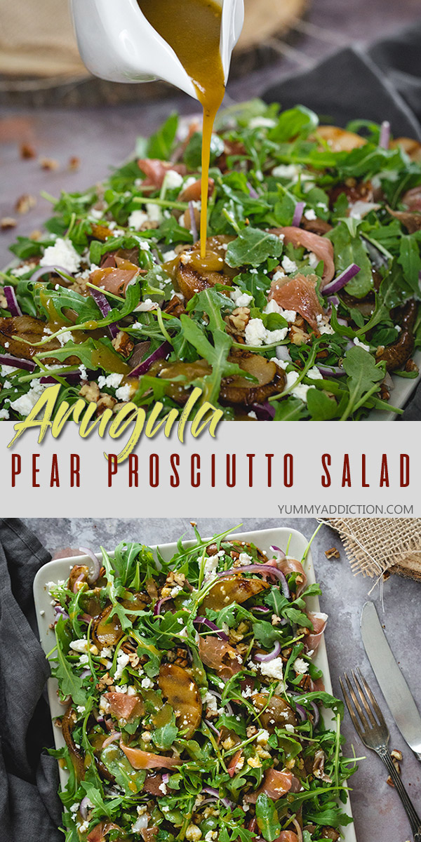 Arugula, Prosciutto, and Grilled Pear Salad - w/ Feta & Pecans