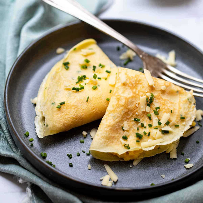French crepes with eggs and cheddar