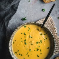 Bowl of carrot and turnip soup