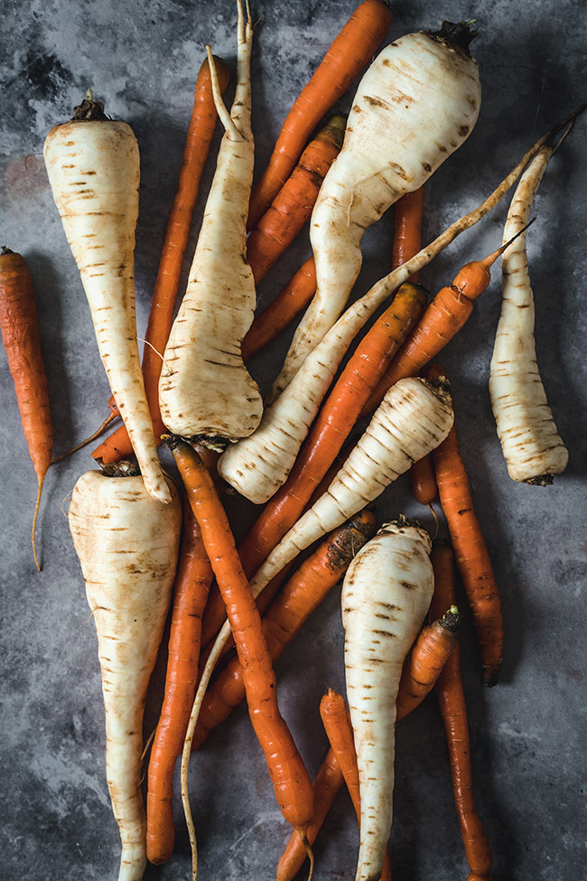 Raw carrots and parsnips