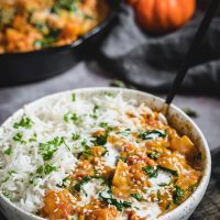 Bowl of pumpkin lentil curry