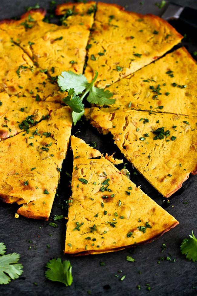 Indian spiced chickpea flatbread