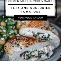 Spinach and feta stuffed chicken breasts Pinterest pin