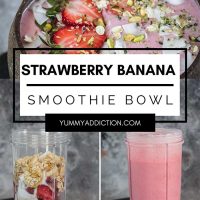 Strawberry banana smoothie bowl Pinterest pin