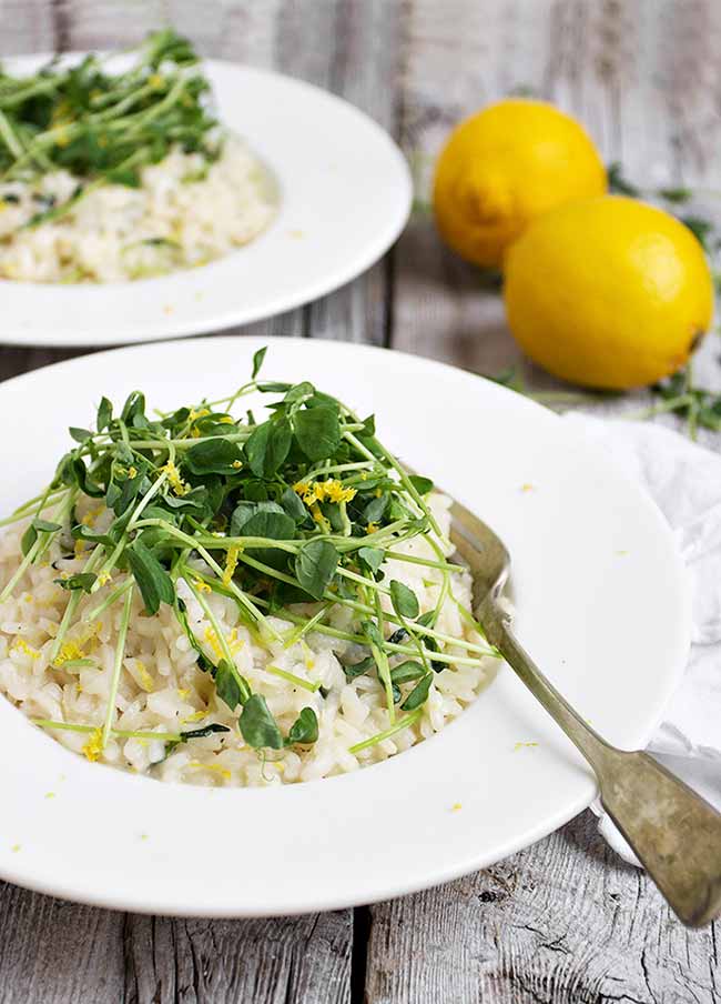 Lemon Risotto with Pea Shoots