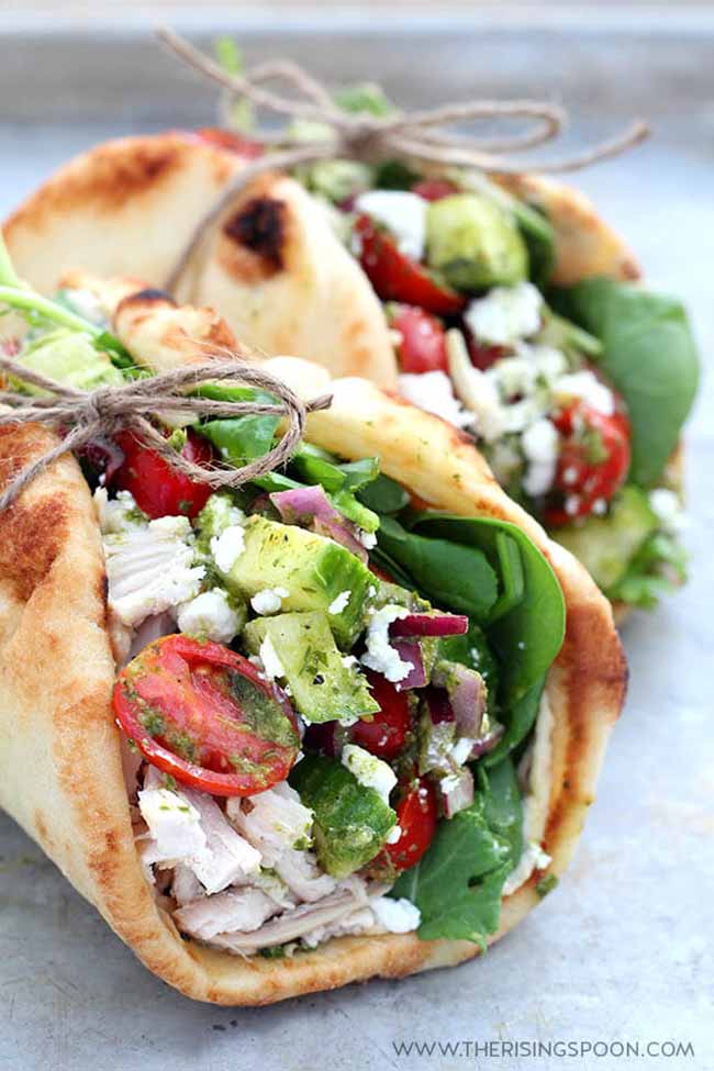 Chicken Wraps with Hummus, Goat Cheese & Chimichurri Sauce