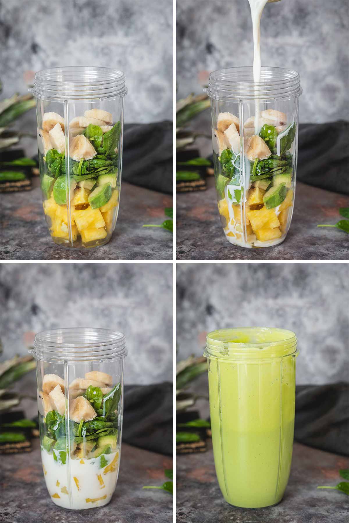 Making healthy pineapple smoothie in a blender