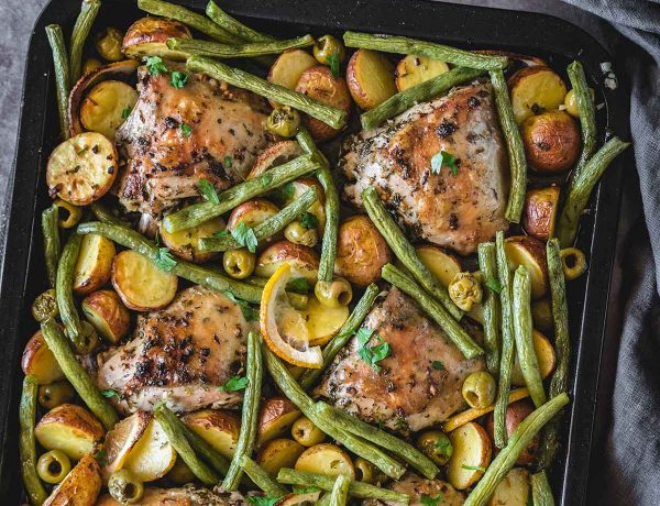 Green bean bake with chicken potatoes featured image