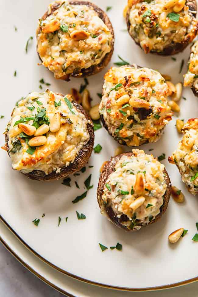Stuffed Mushrooms with Prosciutto and Toasted Pine Nuts