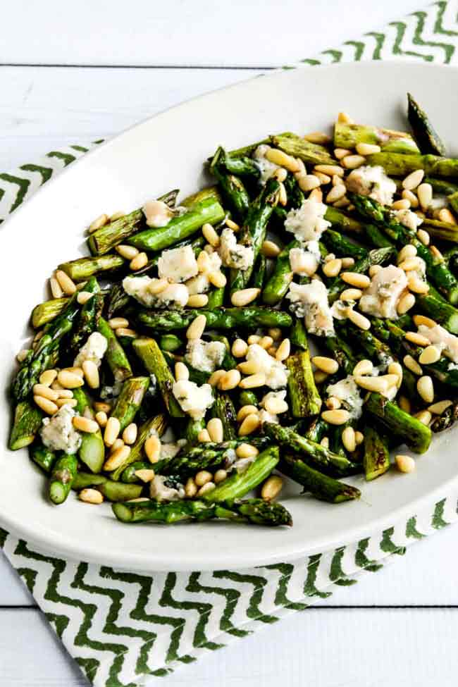 Asparagus with Melted Gorgonzola and Pine Nuts