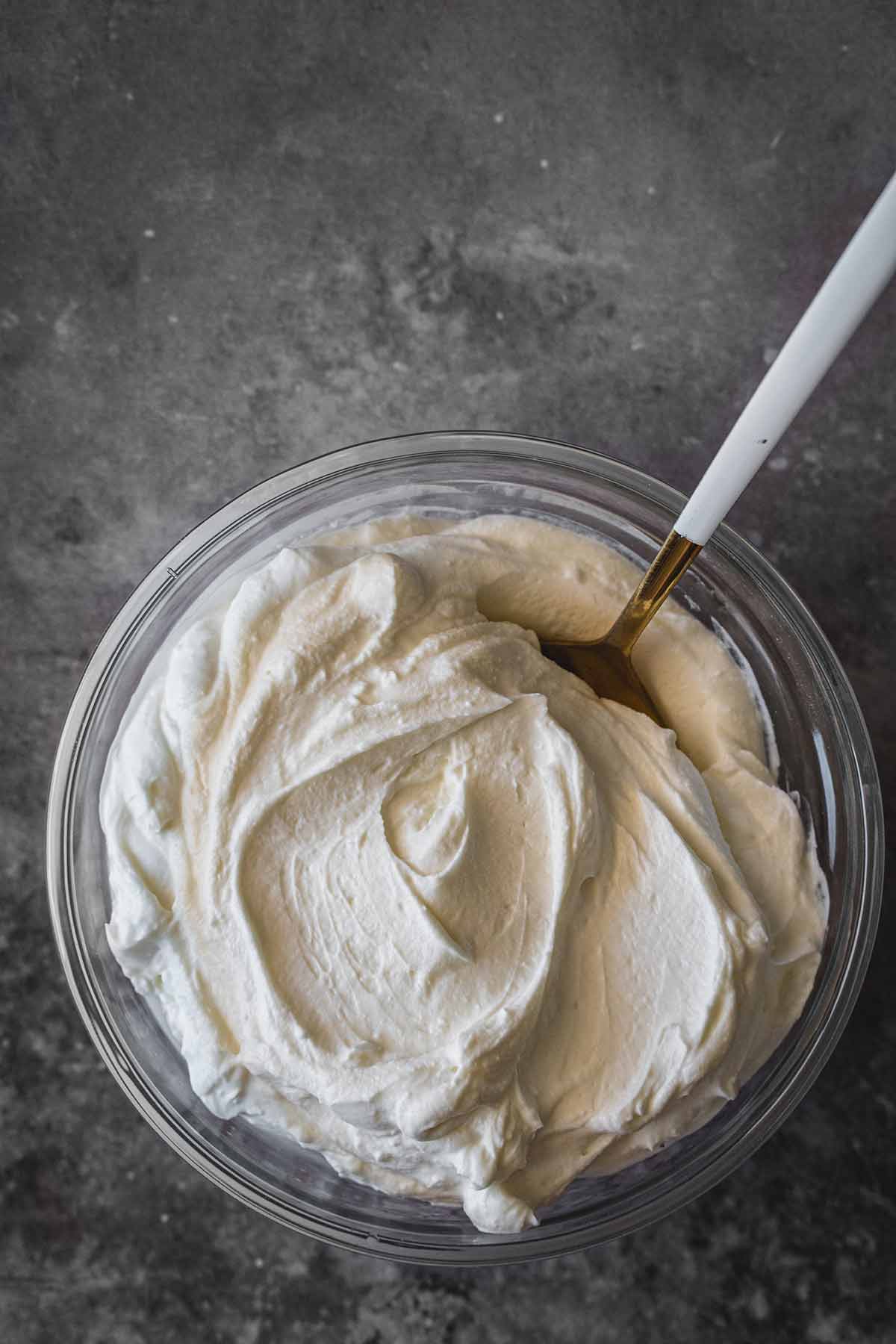 Creme fraiche and goat cheese mixture in a bowl