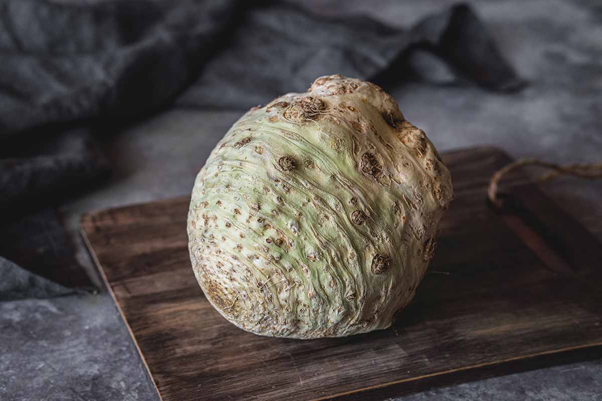 Celery root on a cutting board