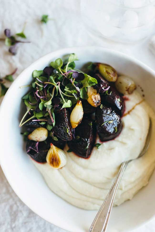 Celery Root Puree with Balsamic Roasted Beets