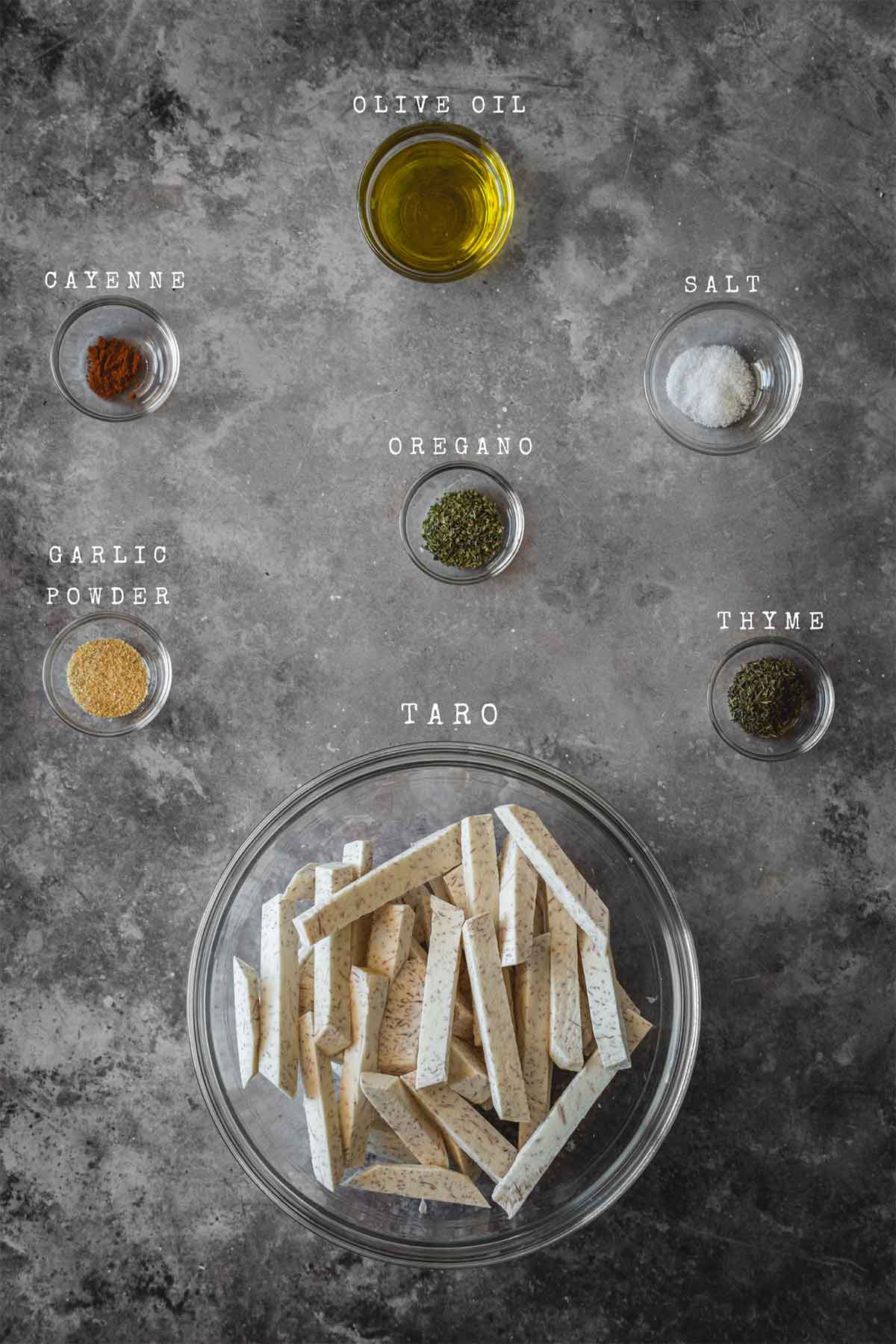 Ingredients for crispy taro