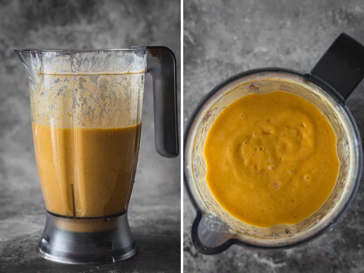 The process of blending creamy papaya smoothie