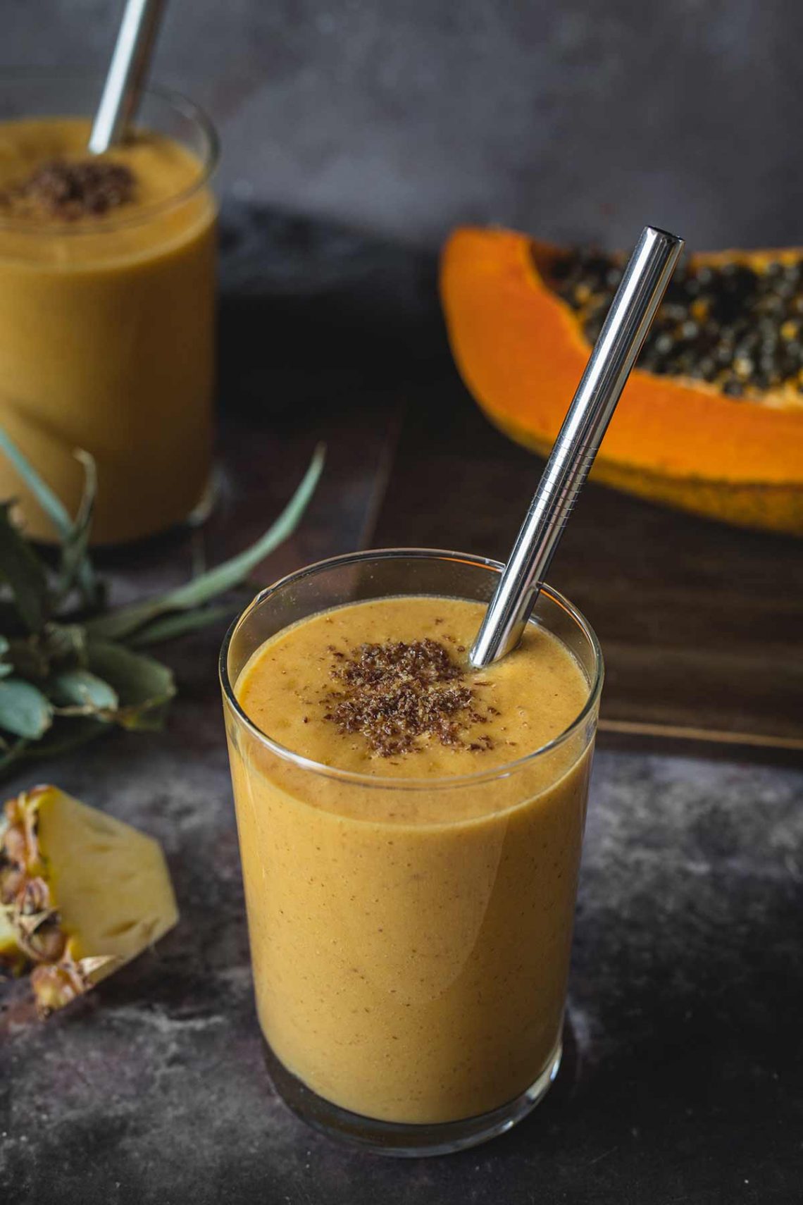 Energy-Boosting Papaya Pineapple Smoothie - Yummy Addiction