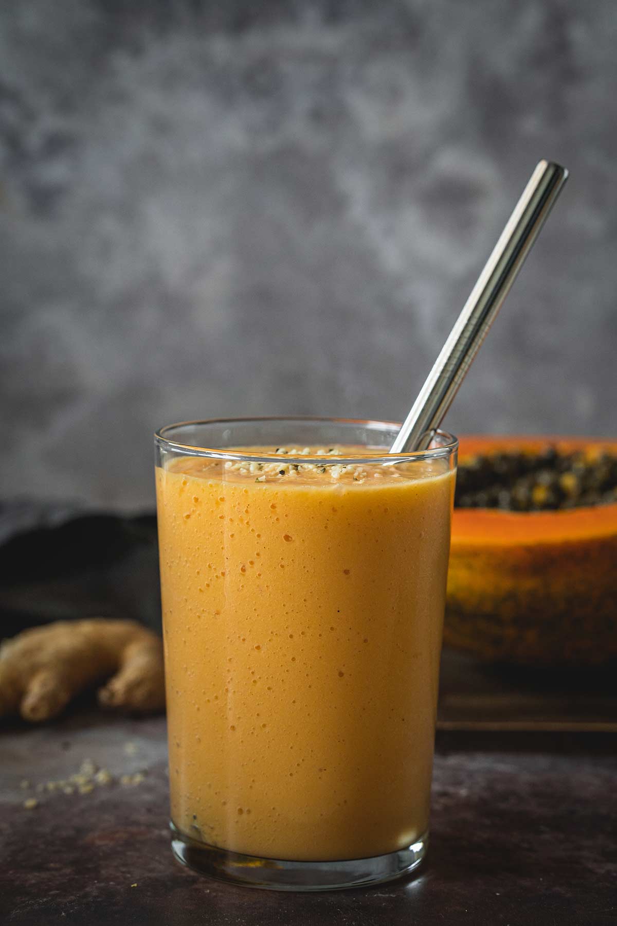 Healthy and refreshing papaya mango smoothie 