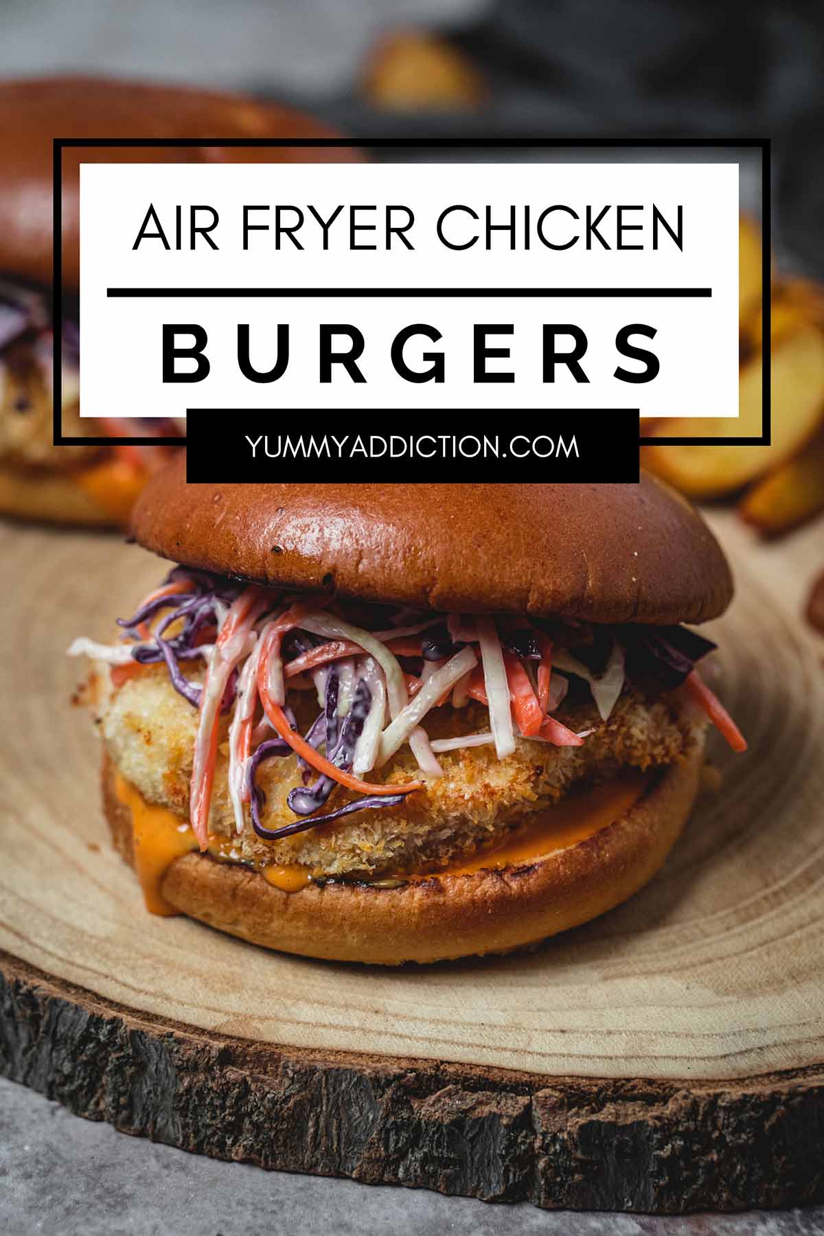 Air Fryer Chicken Burgers with Sriracha Mayo Yummy Addiction