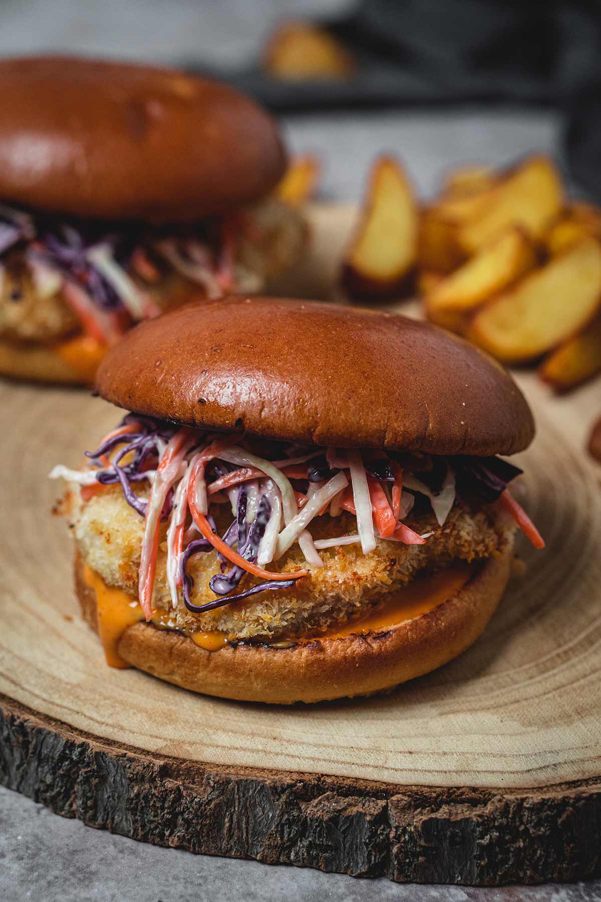 Air fryer chicken burgers with coleslaw mix