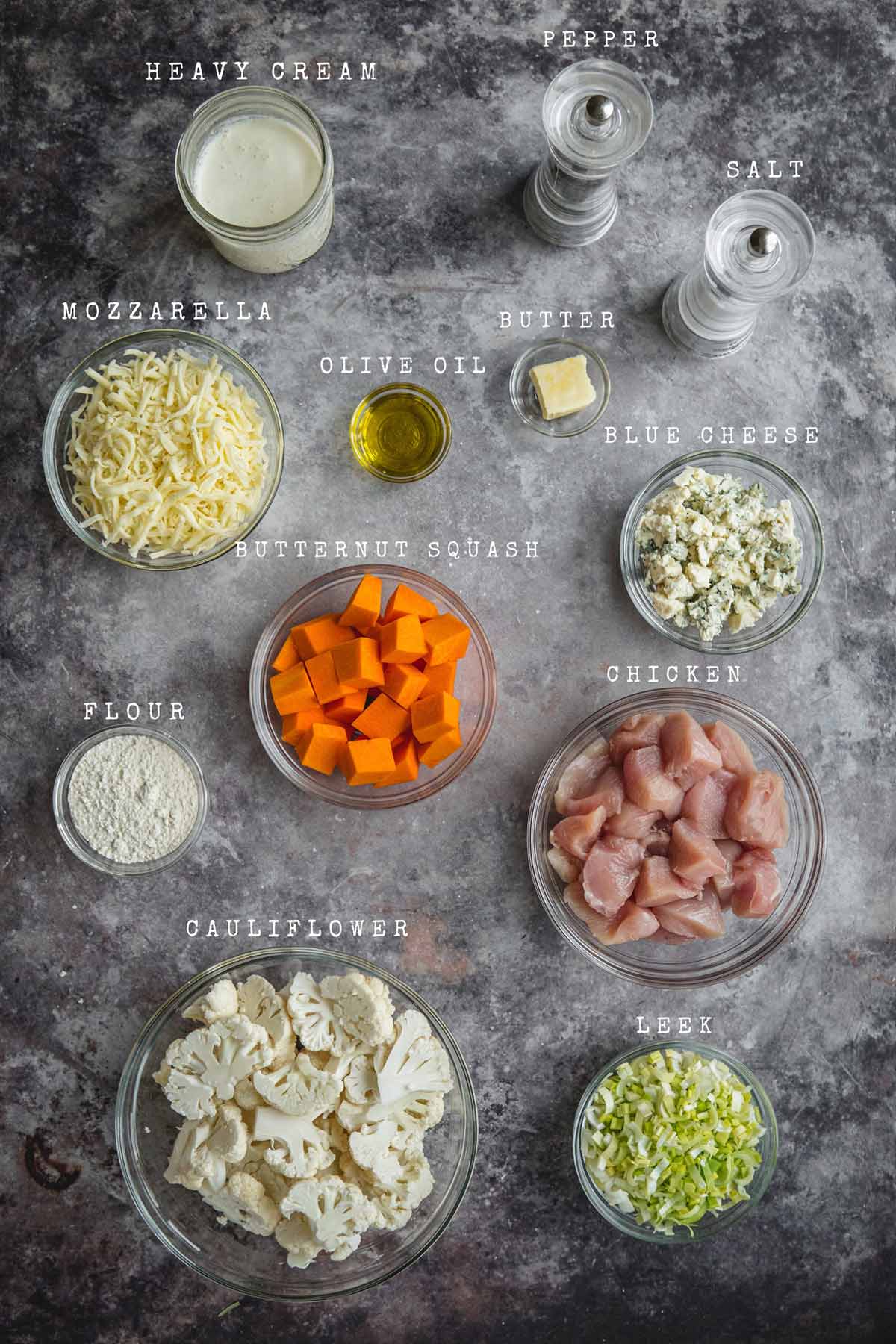 Ingredients for cauliflower chicken casserole