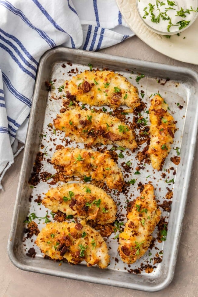 Cheddar Bacon Ranch Oven Baked Chicken Tenders