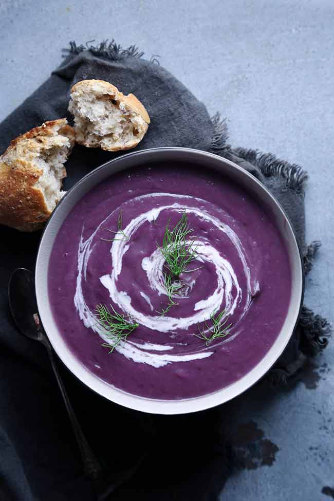Delicious Roasted Purple Potato Soup
