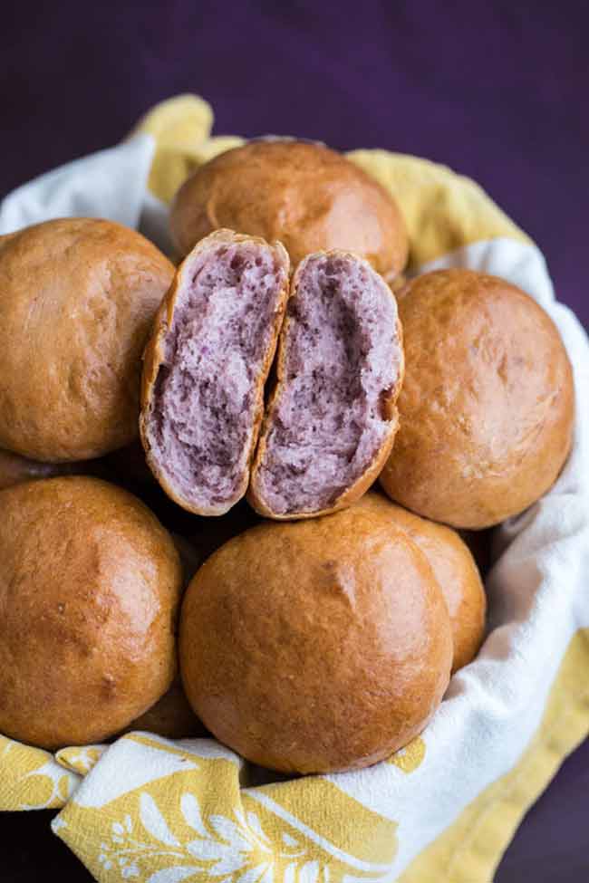 Purple Sweet Potato Dinner Rolls