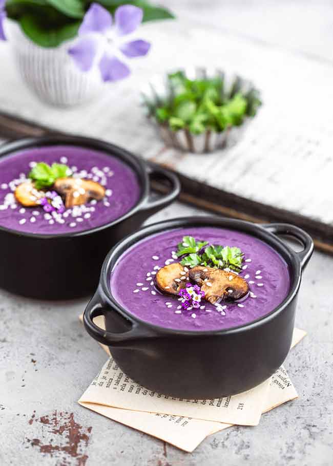 Purple Sweet Potato & Mushroom Soup