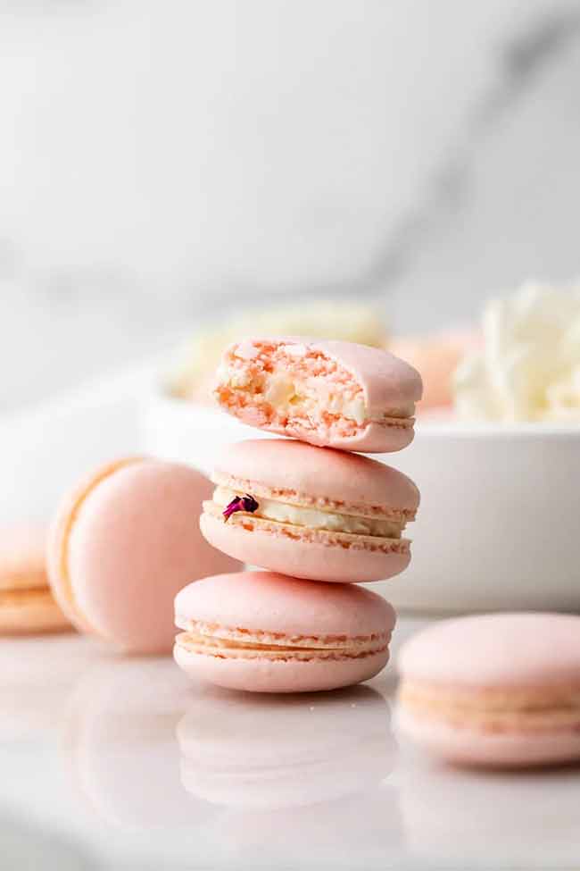 Lychee and Rose Macarons