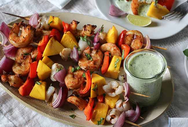Mango & Lychee Shrimp Kebabs