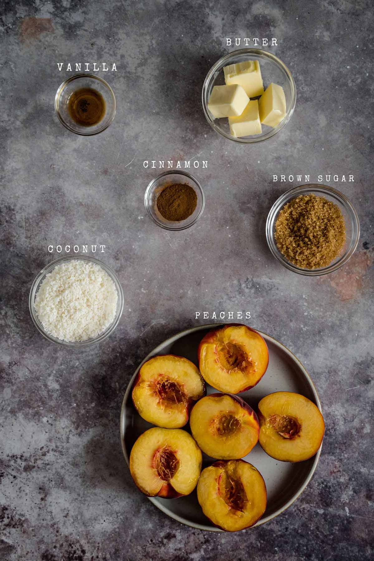 Ingredients of the grilled peaches in air fryer