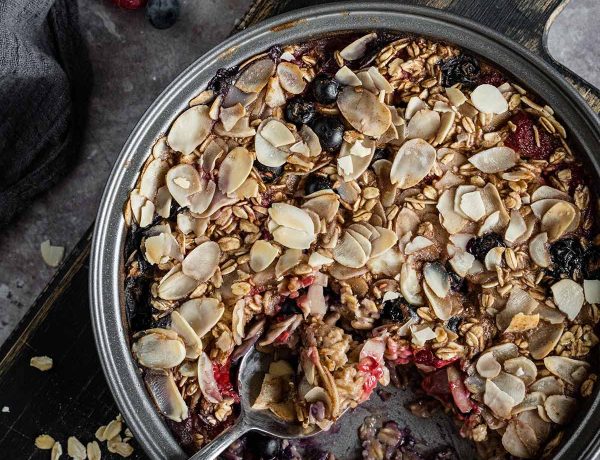Air fryer oatmeal with berries featured photo