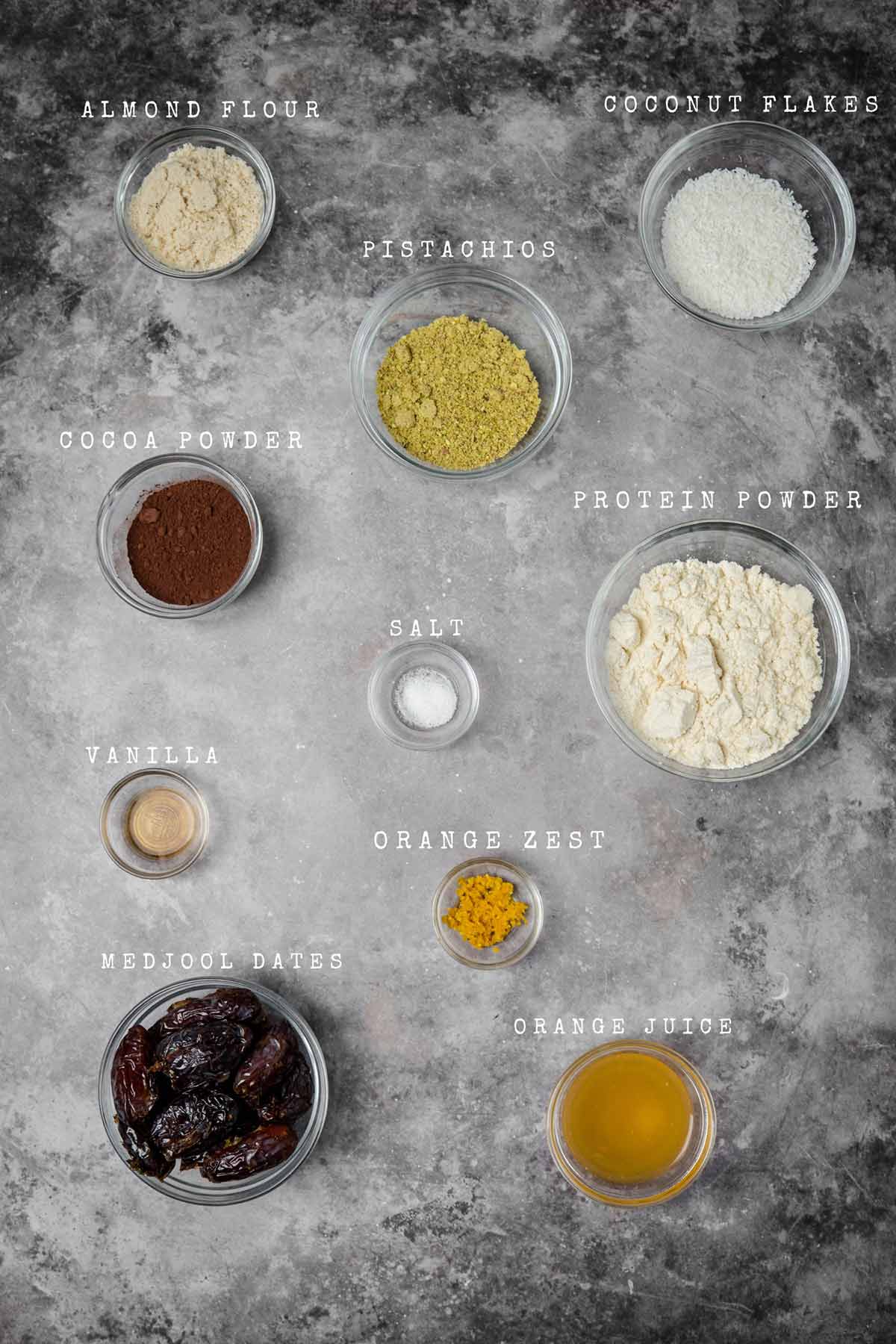 Ingredients for making healthy energy balls