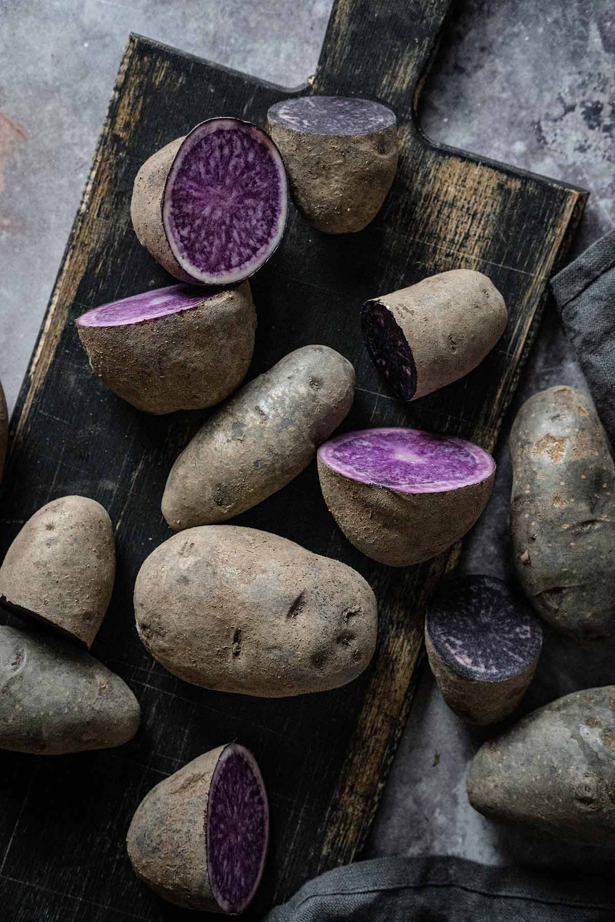 Raw purple potatoes