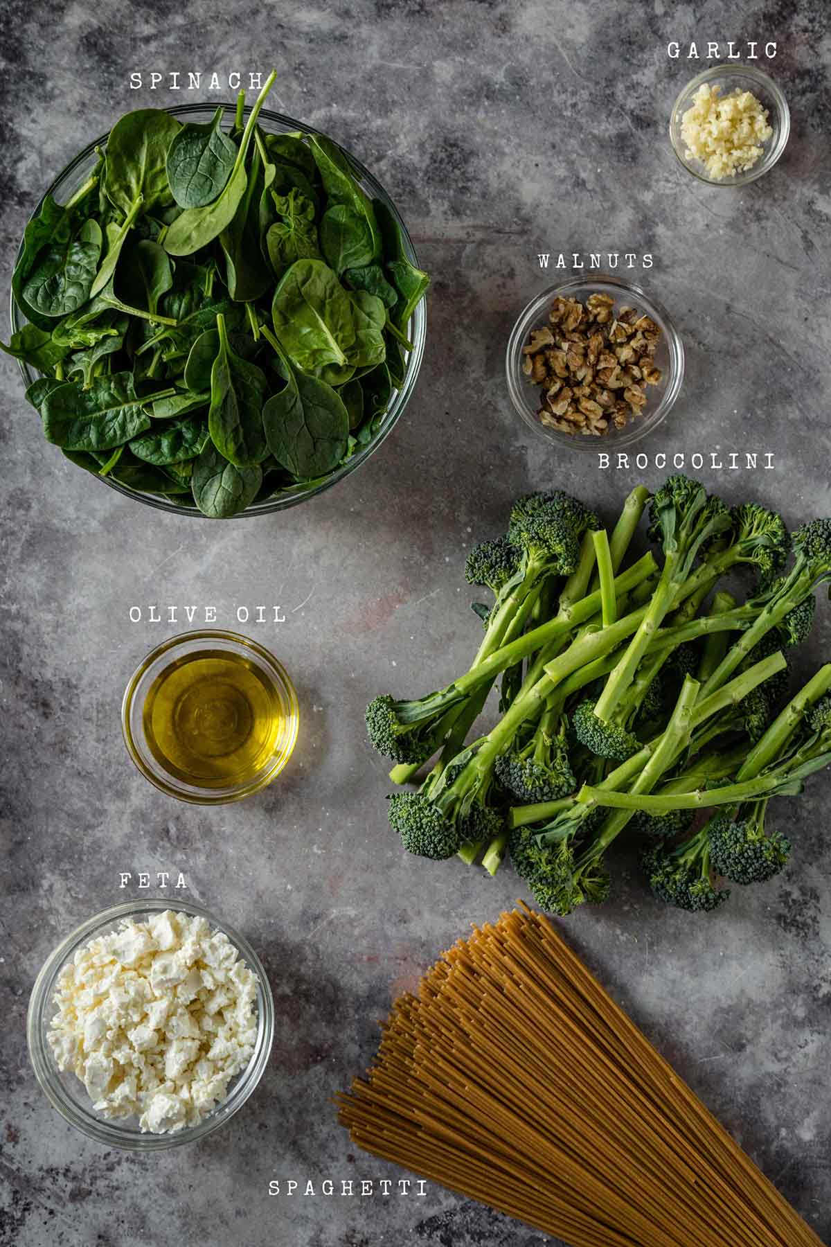 Ingredients for pasta broccolini
