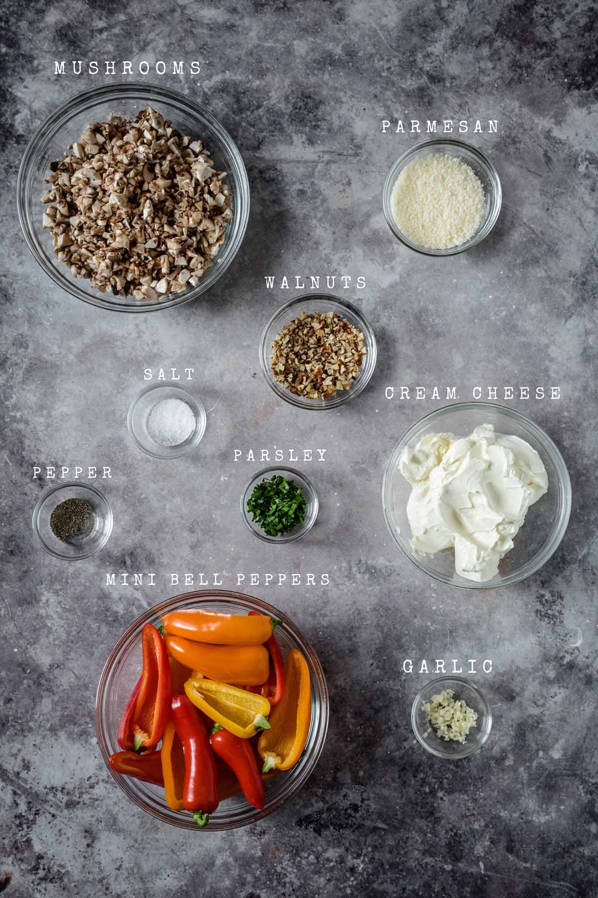 Ingredients for stuffed mini bell peppers