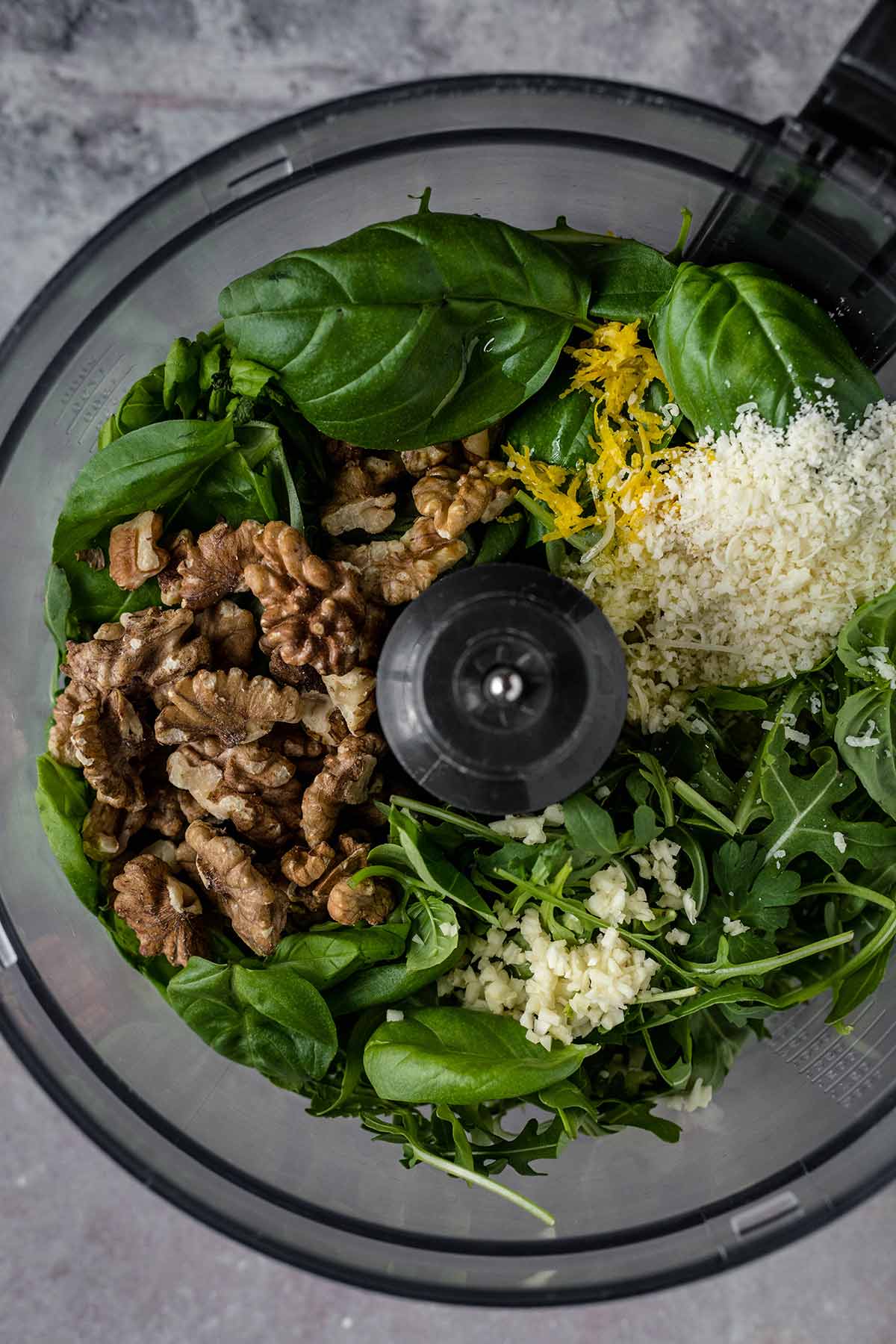 Making pesto with arugula