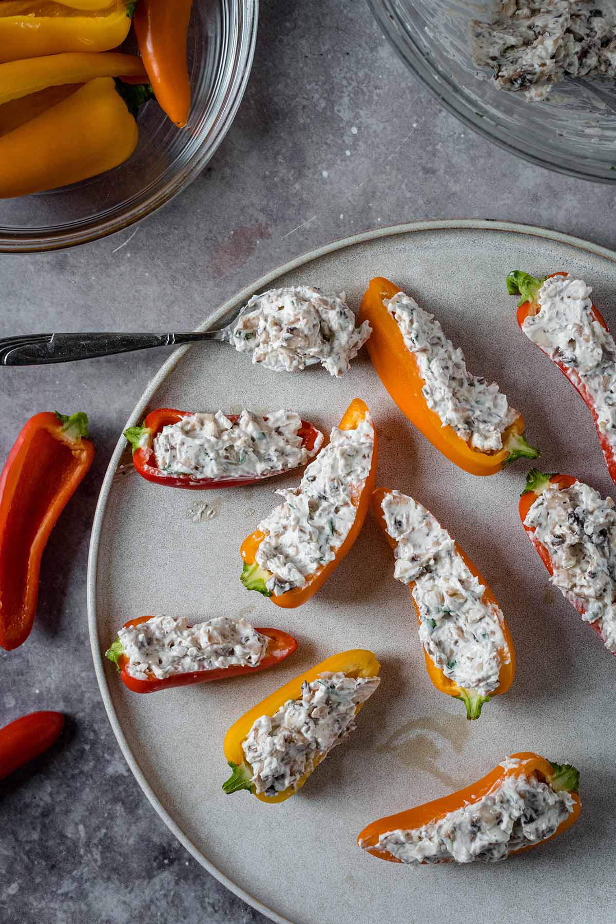 Stuffed mini peppers in a plate