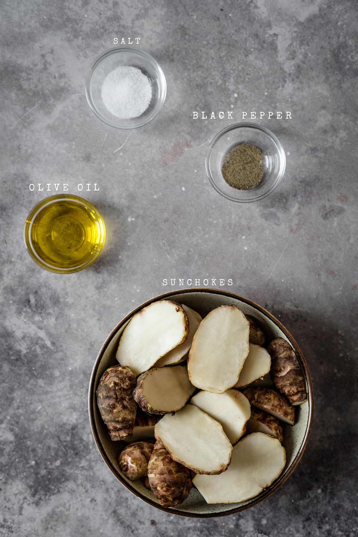 Ingredients for the roasted sunchokes