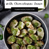 Roasted sunchokes with chimichurri sauce pinterest pin