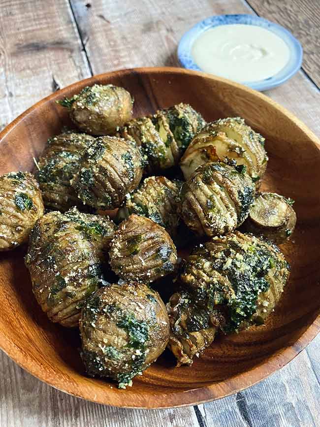 Hasselback Jerusalem Artichokes with Wild Garlic Butter