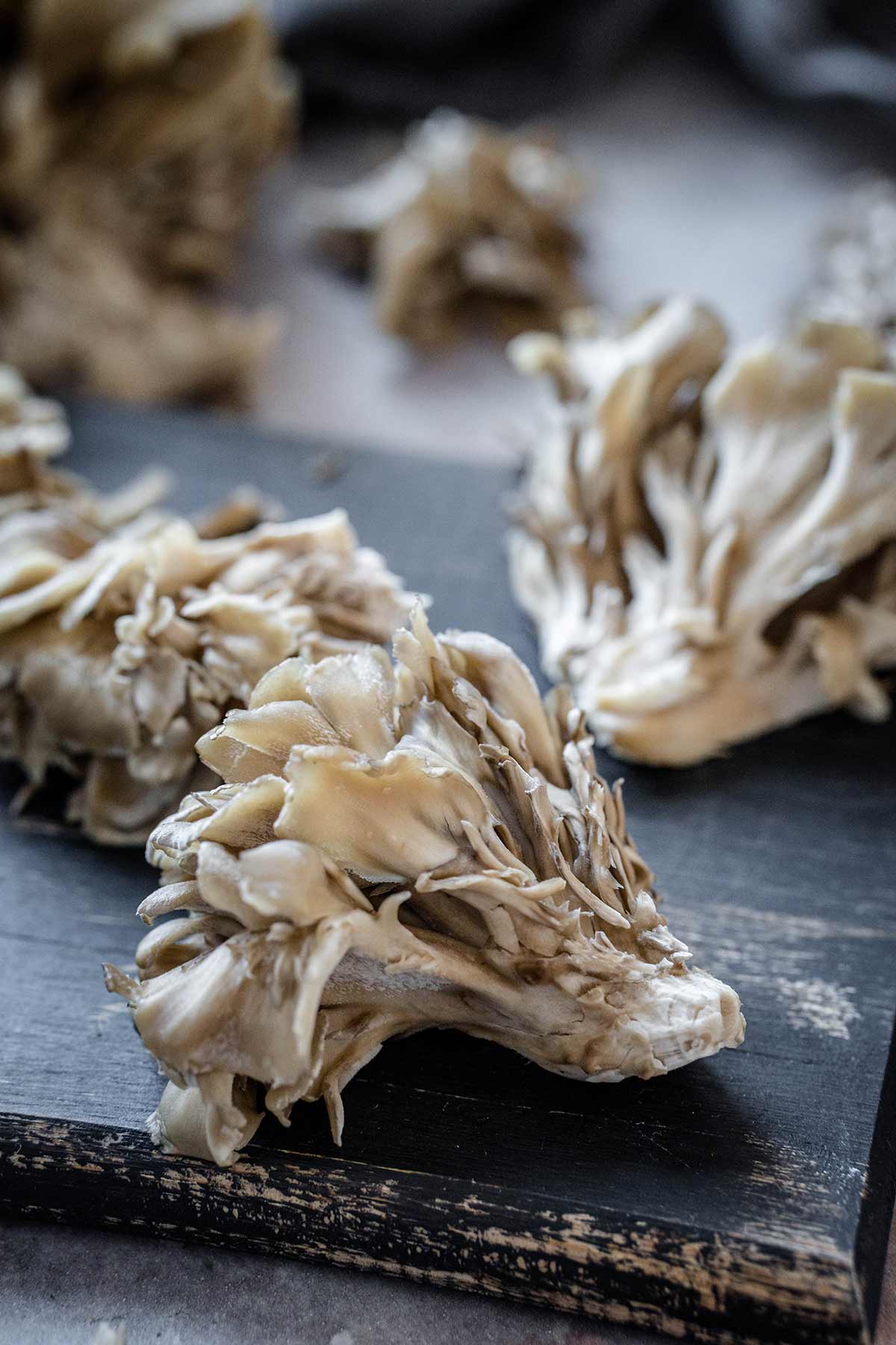Hen of the woods divided into smaller chunks