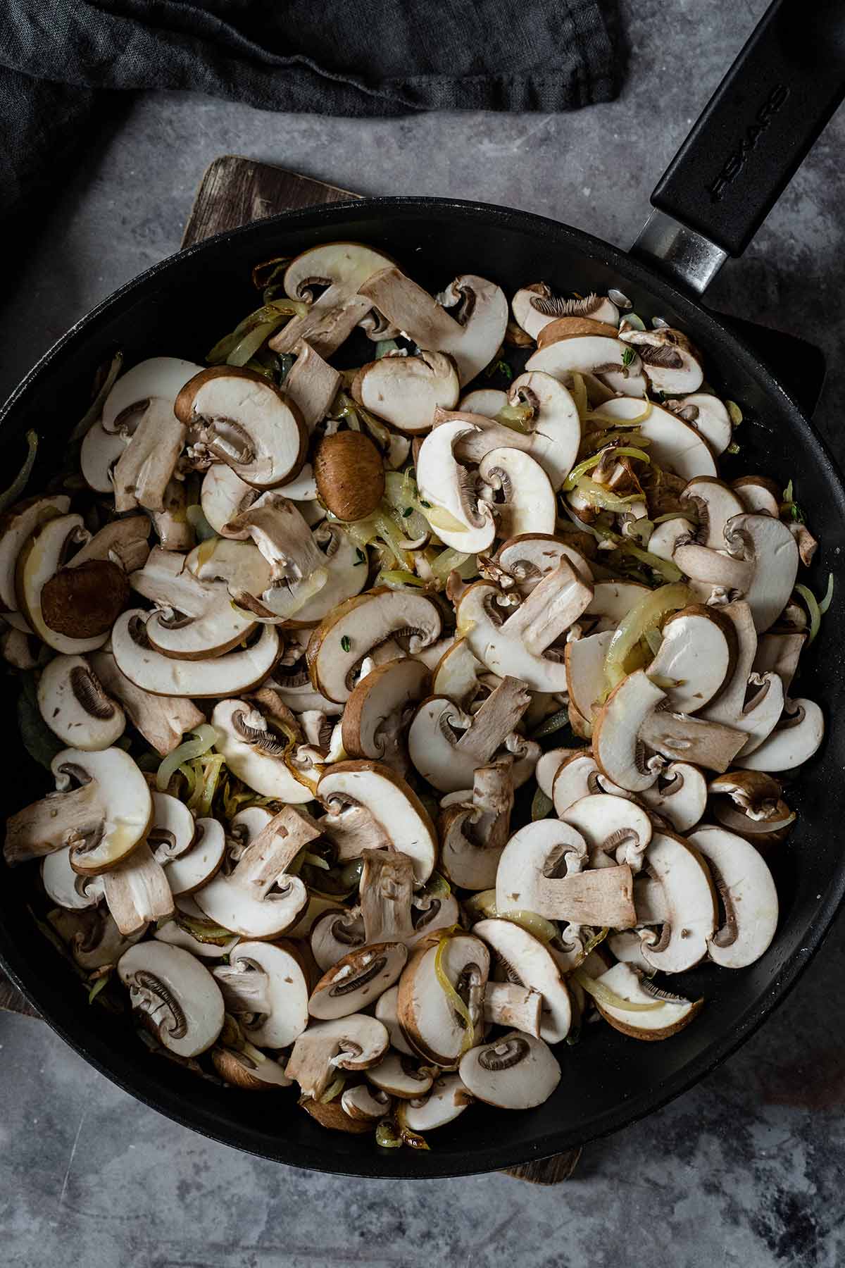 Sliced mushrooms before cooking