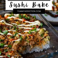 Easy salmon sushi bake pinterest pin