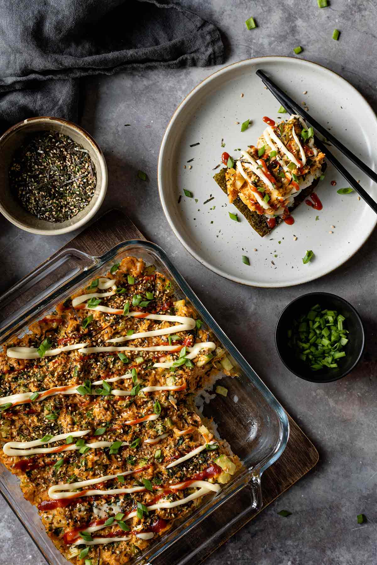 Easy sushi bake with salmon